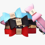 Collier Chien Personnalisé Poli avec noeud, disponible en 4 couleurs et 5 tailles