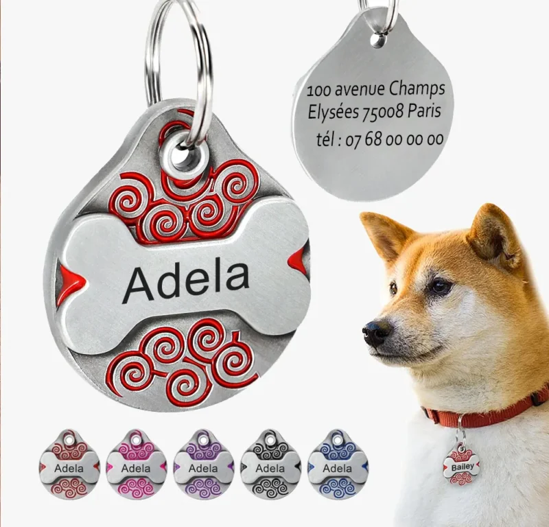 Médaille Chien Personnalisée OSSO en Inox - Forme Os Gravée | Animimi