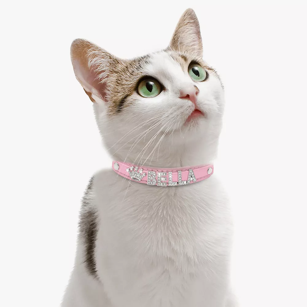 <p style="font-weight: 400;">Ce collier chat personnalisé marie protection et élégance sur mesure ! </p> <p style="font-weight: 400;"><span style="font-weight: 400;">Les symboles en cristal de son nom expriment tout votre attachement et s’adaptent parfaitement à son caractère, son sexe, son pelage même vos envies du moment. C’est plutôt un bijou fonctionnel et fantastique qui reflète de son identité unique. Il transforme chaque sortie en une occasion de faire briller votre complicité. Faites un cadeau pour votre bébé à fourrure dès maintenant en sublimant sa beauté naturelle. </span> [cg_accordion title="Matériau"] Cuir PU [/cg_accordion] [cg_accordion title="Avantage"]</p> <ul style="font-weight: 400;"> <li>Ce collier pour chat personnalisé avec cristaux transforme votre miaou en un véritable œuvre d’art vivante, créant un style unique et élégant. </li> <li>Le cuir PU offre une douceur contre la peau tout en assurant une protection optimale contre les frottements du quotidien. </li> <li>Le système de réglage à multiples positions s’adapte les différentes morphologies. [/cg_accordion] [custom_combined_shortcode title=" Guide de tailles" id="32907"] [cg_accordion title="Livraison"] Veuillez noter que votre commande sera fabriquée sur mesure. Le délai de livraison est donc de 7 à 28 jours ouvrables à compter de sa validation. <span lang="FR"> </span>[/cg_accordion][cg_accordion title="Retour"] Les produits personnalisés ne sont pas couverts par cette politique de retour et de remboursement. [/cg_accordion]</li> </ul>