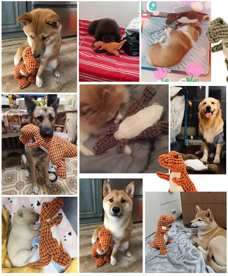 <p style="font-weight: 400;">Offrez à votre toutou une compagnie amicale et moelleuse avec notre doudou jouet pour chien. </p> <p style="font-weight: 400;"><span style="font-weight: 400;">La peluche épaisse avec rembourrage de grains de maïs crée un confort optimal et une sécurité ultime, idéal pour apaiser le stress et la solitude, surtout pendant votre absence. </span> [cg_accordion title="Matériau"] Peluche + Grains de Maïs [/cg_accordion] [cg_accordion title="Avantage"]</p> <ul style="font-weight: 400;"> <li>Ce doudou pour chien est son compagnon amical, rendant votre toutou heureux et à l’aise </li> <li>Anti stress et solitude, surtout pendant votre absence </li> <li>Peluche épaisse et grains de maïs comme rembourrage avec appareil grinçant pour une sensation moelleuse et ludique </li> <li>Couture solide contre usure et morsure </li> <li>Forme dinosaure pour attirer l’attention de votre canin [/cg_accordion] [cg_accordion title="Taille"] 35 cm [/cg_accordion] [cg_accordion title="Livraison"] La livraison s’effectuera dans un délai de 7 à 28 jours ouvrables dès la validation de votre commande. <span lang="FR"> </span>[/cg_accordion][cg_accordion title="Retour"] Si, pour quelque raison que ce soit, vous n'êtes pas pleinement satisfait, une demande de retour serait possible dans les 14 jours suivant la réception.[/cg_accordion]</li> </ul>