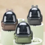 Sac à dos moderne pour animaux avec dôme transparent, alliant style et fonctionnalité.