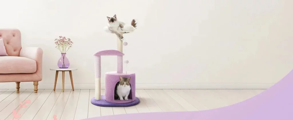 <p style="font-weight: 400;">Cet arbre à chat design est un appel à l’action pour offrir à votre félin le summum du confort et de la joie.</p> <p style="font-weight: 400;"><span style="font-weight: 400;"> Combiné de peluche, de bois et de sisal, il crée son parc de détente et de divertissement en toute sécurité. La forme délicate ajoute une touche décorative à votre domicile. </span> [cg_accordion title="Matériau"] Peluche + Bois + Sisal [/cg_accordion] [cg_accordion title="Avantage"]</p> <ul style="font-weight: 400;"> <li>Cet arbre à chat original est polyvalent pour que votre félin puisse se détendre, dormir, faire une sieste, jouer ou simplement observer en hauteur son royaume en hauteur</li> <li>Peluche avec support du bois présente le meilleur équilibre entre confort et durabilité</li> <li>Design délicat ajoute une touche décorative à domicile</li> <li>Boules à ressort et suspendues pour le divertissement variant</li> <li>Grand socle enveloppé de peluche pour créer une meilleure stabilité et éviter tout glissement lors des sauts</li> <li>Parties en sisal créent des espaces idéals pour griffer</li> <li>Niche à chat, plate-forme incurvée et coussin en haut pour accueillir jusqu’à 3 chats en même temps [/cg_accordion] [custom_combined_shortcode title=" Guide de tailles" id="30070"] [cg_accordion title="Livraison"] Livraison dans un délai de 7 à 28 jours ouvrables dès votre commande validée. <span lang="FR"> </span>[/cg_accordion][cg_accordion title="Retour"] En cas d’insatisfaction, vous avez 14 jours à partir de la réception pour demande un retour. [/cg_accordion]</li> </ul>