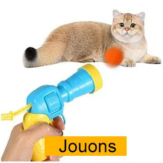 <p style="font-weight: 400;">Plongez dans une complicité inégalée avec votre félin grâce à notre jouet chat – ensemble de lanceur et balles !</p> <p style="font-weight: 400;"><span style="font-weight: 400;">Vivez des moments de pur bonheur en partageant vos instants de jeux. Lancez-vous dans cette aventure joyeuse dès maintenant ! </span> [cg_accordion title="Matériau"] Peluche + Plastique [/cg_accordion] [cg_accordion title="Avantage"]</p> <ul style="font-weight: 400;"> <li>C’est un jouet avec ensemble de lanceur et balle pour chat</li> <li>Jeu interactif entre vous et votre félin, que ce soit pour jouer avec un seul ou plusieurs</li> <li>Tir à longue portée pour stimuler son instinct naturel de chasse</li> <li>Facile à utiliser (Chargez le lanceur et les balles, appuyez sur la gâchette et c’est parti !) [/cg_accordion] [custom_combined_shortcode title=" Guide de tailles" id="32085"] [cg_accordion title="Livraison"] La livraison s’effectuera dans un délai de 7 à 28 jours ouvrables dès la validation de votre commande. <span lang="FR"> </span>[/cg_accordion][cg_accordion title="Retour"] Si, pour quelque raison que ce soit, vous n'êtes pas pleinement satisfait, une demande de retour serait possible dans les 14 jours suivant la réception.[/cg_accordion]</li> </ul>