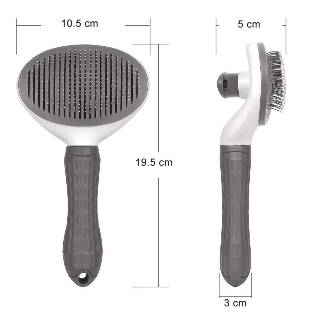 <p style="font-weight: 400;">Cette brosse chien, vous permet de donner à votre canin une expérience sympathique de brossage à domicile. </p> <p style="font-weight: 400;"><span style="font-weight: 400;"> Que ce soit pour éliminer poils lâches, les nœuds, pour enlever la saleté ou simplement lui faire un massage agréable, ses aiguilles en inox enveloppées de caoutchouc aux extrémités créent un bien-être adorable et un confort doux, procurant son pur bonheur. </span> [cg_accordion title="Matériau"] ABS + Inox + Caoutchouc TPR [/cg_accordion] [cg_accordion title="Avantage"]</p> <ul style="font-weight: 400;"> <li>Cette brosse pour chien est dotée des aiguilles réglables à 60°, pénétrant profondément les poils courts et longs </li> <li>Polyvalent pour éliminer nœuds, poils lâches, saleté et procure un massage agréable </li> <li>Épingles en Inox enveloppées de caoutchouc TPR aux extrémités rendent une sensation douce, un confort optimal et une toilettage efficace </li> <li>Bouton clic-clac pour retirer facilement les poils brossés [/cg_accordion] [custom_combined_shortcode title=" Guide de tailles" id="36453"] [cg_accordion title="Livraison"] La livraison s’effectuera dans un délai de 7 à 28 jours ouvrables dès la validation de votre commande. <span lang="FR"> </span>[/cg_accordion][cg_accordion title="Retour"] Si, pour quelque raison que ce soit, vous n'êtes pas pleinement satisfait, une demande de retour serait possible dans les 14 jours suivant la réception.[/cg_accordion]</li> </ul>