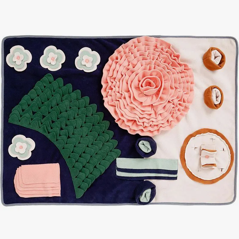 <p style="font-weight: 400;">Offrez à votre canin un plaisir de renifler en explorer ses friandises avec ce tapis de fouille chien ! </p> <p style="font-weight: 400;"><span style="font-weight: 400;"> Il crée son expérience sensorielle joyeusement en libérant ses énergies. Enrichissez la vie de votre toutou dès maintenant ! </span> [cg_accordion title="Matériau"] Polymère (Secteur Alimentaire) + Coton [/cg_accordion] [cg_accordion title="Avantage"]</p> <ul style="font-weight: 400;"> <li>Voici un tapis de fouille pour chien en stimulant ses capacités olfactives </li> <li>10mn d’entraînement au reniflement équivaut à 1h de course, cela ainsi l’aidera à libérer ses énergies </li> <li>Favorise l’alimentation plus lente en réduisant la charge digestive </li> <li>Stimule son intelligence et apaise le mal de dents en cas de besoins </li> <li>Détails magnifiques pour encourager le plaisir et l’engagement </li> <li>Combinaison de peluche et de coton pour une facilité d’entretien et un usage en toute sécurité </li> <li>Anti stresse/solitude surtout pendant vos absences [/cg_accordion] [custom_combined_shortcode title=" Guide de tailles" id="32880"] [cg_accordion title="Livraison"] La livraison s’effectuera dans un délai de 7 à 28 jours ouvrables dès la validation de votre commande. <span lang="FR"> </span>[/cg_accordion][cg_accordion title="Retour"] Si, pour quelque raison que ce soit, vous n'êtes pas pleinement satisfait, une demande de retour serait possible dans les 14 jours suivant la réception.[/cg_accordion]</li> </ul>
