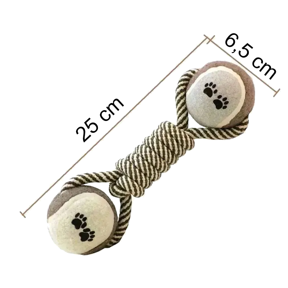 dimension de jouet chien dumbbell roupe balle imprime pattes 