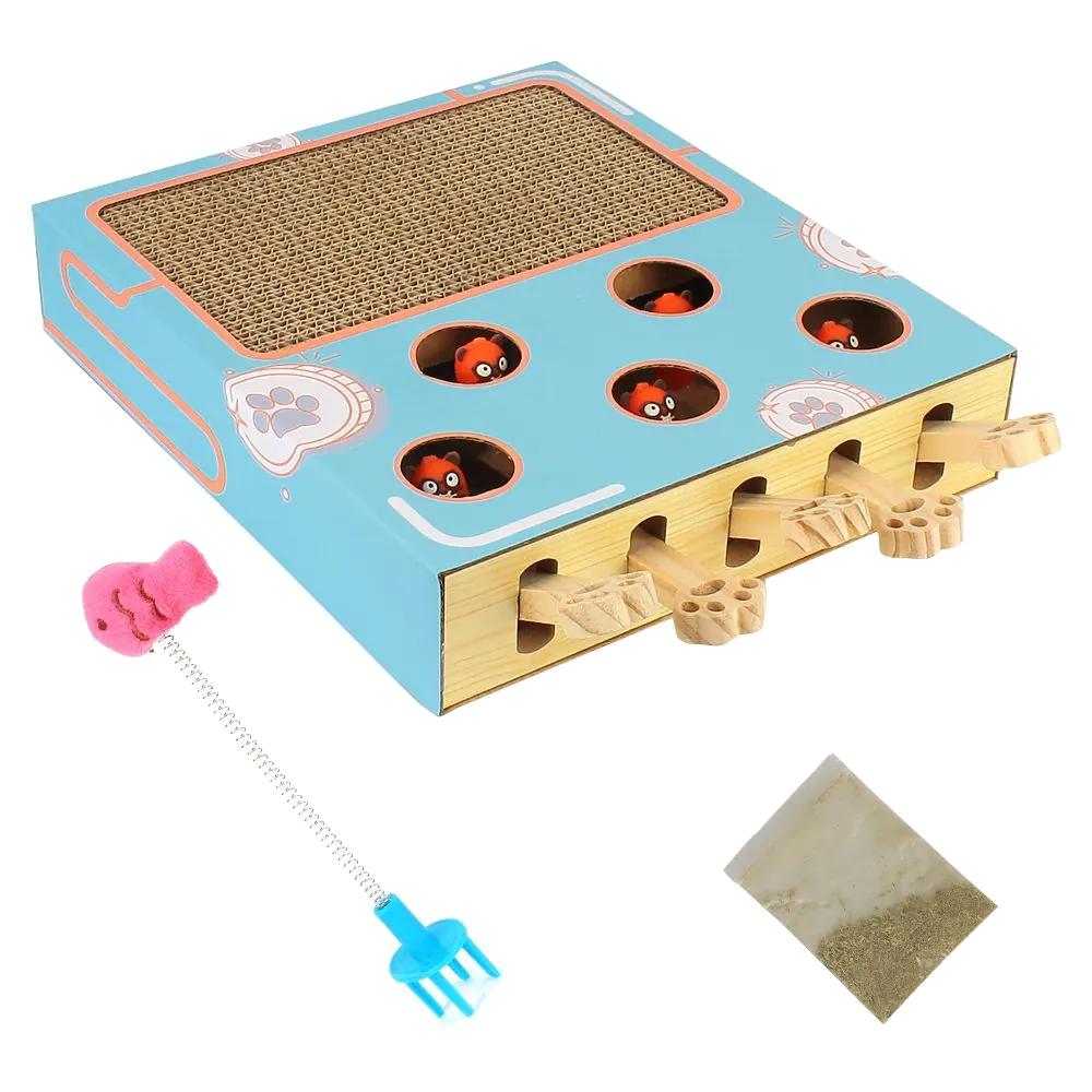 <p style="font-weight: 400;">Offrez à votre félin le summum du divertissement sans fin avec ce griffoir et jouet chat interactif.</p> <p style="font-weight: 400;"><span style="font-weight: 400;">Conçu pour prolonger ses heures de joie et d’exercice tout en satisfaisant son instinct de grattage. </span> [cg_accordion title="Matériau"] Bois Massif + Papier Carton + Silicone [/cg_accordion] [cg_accordion title="Avantage"]</p> <ul style="font-weight: 400;"> <li>C’est un griffoir et jouet chat interactif 2 en 1 alliant grattoir et jeu dans un seul produit</li> <li>Il pourra stimuler l’intelligence de votre félin en associant la pression sur un clavier avec la réaction d’une taupe surélevée</li> <li>Ayant une variété de divertissement, que ce soit pour jouer tout seul ou avec vous</li> <li>Combinaison du bois massif, du papier carton et de la silicone pour une touche confortable, une sécurité optimale et un usage durable</li> <li>Ce griffoir chat carton est son compagnon ludique, surtout pendant vos absences (anti stresse/solitude) [/cg_accordion] [custom_combined_shortcode title=" Guide de tailles" id="32073"] [cg_accordion title="Livraison"] La livraison s’effectuera dans un délai de 7 à 28 jours ouvrables dès la validation de votre commande. <span lang="FR"> </span>[/cg_accordion][cg_accordion title="Retour"] Si, pour quelque raison que ce soit, vous n'êtes pas pleinement satisfait, une demande de retour serait possible dans les 14 jours suivant la réception.[/cg_accordion]</li> </ul>