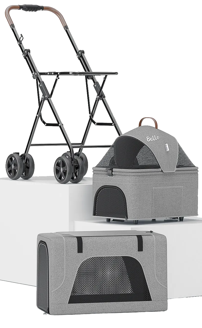<p style="font-weight: 400;">Offrez à vos félins l’exploration du monde avec style grâce à notre poussette pour chat !</p> <p style="font-weight: 400;"><span style="font-weight: 400;"> Le design en double couche leur permet de profiter de l’extérieur en toute sécurité, que ce soit pour les balades en villes ou les escapades à la compagne. </span> [cg_accordion title="Matériau"] Lin + Oxford + Caoutchouc + Inox [/cg_accordion] [cg_accordion title="Avantage"]</p> <ul style="font-weight: 400;"> <li>Cette poussette chat à deux compartiments est parfaite pour les foyers comptant plusieurs chats</li> <li>Facilité de pliage par un clic permet un rangement pratique</li> <li>Design en maille avec fenêtres assure une circulation d’air adéquate, vous permettant de rester en contact visuel</li> <li>Poches ajoutent du rangement pratique</li> <li>Freins des roues arrière assurant une conduite stable en toute sécurité (sur divers sols)</li> <li>Roues avant pivotante à 360° offrant une conduite fluide et aisée (tout terrain)</li> <li>Combinaison de lin et d’oxford est confort, respirant qui résistante également aux rayures [/cg_accordion] [custom_combined_shortcode title=" Guide de tailles" id="34325"] [cg_accordion title="Livraison"] La livraison s’effectuera dans un délai de 7 à 28 jours ouvrables dès la validation de votre commande. <span lang="FR"> </span>[/cg_accordion][cg_accordion title="Retour"] Si, pour quelque raison que ce soit, vous n'êtes pas pleinement satisfait, une demande de retour serait possible dans les 14 jours suivant la réception.[/cg_accordion]</li> </ul>