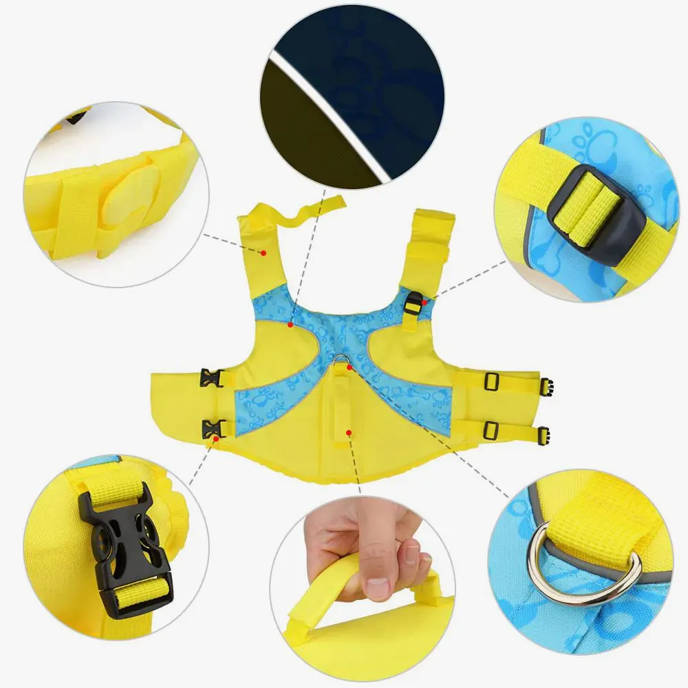 <p style="font-weight: 400;">Ce gilet sauvetage chien, vous permet d’offrir à votre canin une protection optimale lors de vos aventures aquatiques ! </p> <p style="font-weight: 400;"><span style="font-weight: 400;">Que ce soit pour les balades en bateau, les baignades à la plage et les sorties en mer, vous pouvez le garder en toute sécurité ! </span> [cg_accordion title="Matériau"] Nylon Oxfords + Mousse [/cg_accordion] [cg_accordion title="Avantage"]</p> <ul style="font-weight: 400;"> <li>Ce gilet de sauvetage pour chien crée un look de mignonnerie supplémentaire à votre canin, attirant donc plein d’amour de tous </li> <li>Polyvalent pour les activités aquatiques comme la natation, les balades au lac et les sorties en mer, ou simplement les moments de plaisir sur la plage </li> <li>Poignée intégrée au-dessus pour une prise en main facile et une aide en cas d’urgence dans l’eau </li> <li>Fermeture auto-agrippant avec boucles clic-clac de plus au cou et au ventre, il pourra d’être facile à presser ensemble ou se détacher avec une double sécurité et une protection renforcée sans faille </li> <li>Nylon oxford enveloppé de mousses assure une sécurité optimale, un séchage rapide et un drainage ultime </li> <li>Bande réfléchissante offre une visibilité accrue même dans l'obscurité </li> <li>Doté des boucles réservées pour attacher une laisse [/cg_accordion] [custom_combined_shortcode title=" Guide de tailles" id="35449"] [cg_accordion title="Livraison"] La livraison s’effectuera dans un délai de 7 à 28 jours ouvrables dès la validation de votre commande. <span lang="FR"> </span>[/cg_accordion][cg_accordion title="Retour"] Si, pour quelque raison que ce soit, vous n'êtes pas pleinement satisfait, une demande de retour serait possible dans les 14 jours suivant la réception.[/cg_accordion]</li> </ul>