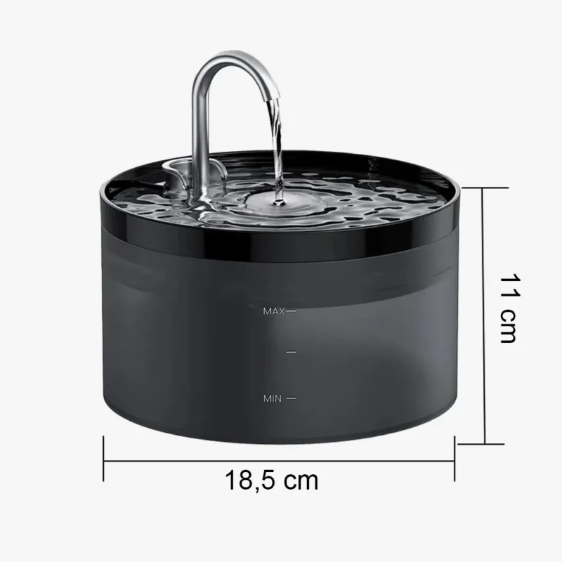 Fontaine à eau pour animaux, design moderne noir circulaire, encourage lhydratation.
