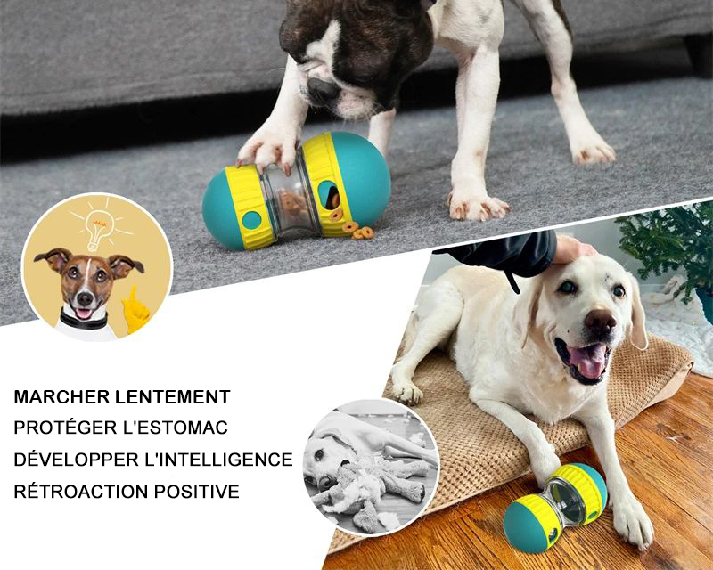 <p style="font-weight: 400;">Ce distributeur de croquettes pour chien, vous permet d’enrichir la vie de votre canin !</p> <p style="font-weight: 400;"><span style="font-weight: 400;"> Que ce soit pour s’amuser comme un jouet roulant ou simplement pour distribuer de nourriture, il crée un plaisir sans fin et une expérience ludique pour votre chien. Cela l’aidera non seulement à libérer son énergie, mais également à stimuler son intelligence. </span> [cg_accordion title="Matériau"] ABS Alimentaire [/cg_accordion] [cg_accordion title="Avantage"]</p> <ul style="font-weight: 400;"> <li>Ce distributeur croquette chien est polyvalent comme un jouet roulant, aidant votre canin à libérer son énergie</li> <li>Tentation alimentaire pour encourager le plaisir et l’engagement, tout en stimulant son intelligence</li> <li>Favorise l’alimentation plus lente anti-glouton en réduisant la charge digestive</li> <li>Anti stress et solitude, surtout pendant votre absence</li> <li>Se roule doucement selon la légère poussée de votre chien</li> <li>ABS pour une facilité d’entretien et un usage en toute sécurité [/cg_accordion] [custom_combined_shortcode title=" Guide de tailles" id="35804"] [cg_accordion title="Livraison"] La livraison s’effectuera dans un délai de 7 à 28 jours ouvrables dès la validation de votre commande. <span lang="FR"> </span>[/cg_accordion][cg_accordion title="Retour"] Si, pour quelque raison que ce soit, vous n'êtes pas pleinement satisfait, une demande de retour serait possible dans les 14 jours suivant la réception.[/cg_accordion]</li> </ul>