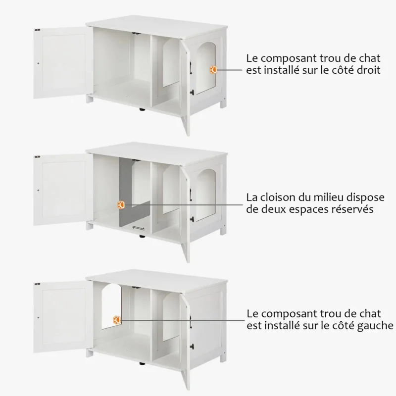 Enclosure moderne pour litière de chat, alliant esthétique et fonctionnalité dans votre intérieur.