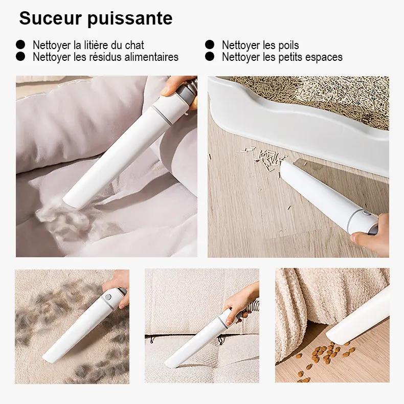 <p style="font-weight: 400;">Cet ensemble de brosse et tondeuse pour chien avec aspirateur intégré, vous permet d’offrir à votre canin un toilettage professionnel à domicile ! </p> <p style="font-weight: 400;"><span style="font-weight: 400;"> Que ce soit pour une coupe précise de tout le corps et des détails, pour un brossage efficace ou même pour une aspiration des poussières, il réduit les dégâts, procurant une expérience sans stress pour vous et votre chien. </span> [cg_accordion title="Matériau"] ABS + PC + Inox [/cg_accordion] [cg_accordion title="Avantage"]</p> <ul style="font-weight: 400;"> <li>Cet set de brosse et de tondeuse chien répond à divers besoins de coupe, rasage et brossage, offrant un toilettage professionnel à domicile </li> <li>Tous les kits sont liés d’un aspirateur pour minimiser les dégâts </li> <li>3 Niveaux d’aspiration éliminent efficacement les poils, même pour les chiens à pelage épais </li> <li>Faible bruit avec fonctionnement à moins de 60db, évitant d’effrayer votre canin </li> <li>1 x Brosse de toilettage aspire les poils lors du brossage quotidien, nettoyant les poils flottant et la poussière </li> <li>1 x Peigne rasoir brosse et absorbe les poils tout en aidant à légèrement éclaircir </li> <li>1 x Tondeuse électrique répond assure une de tout le corps et des détails </li> <li>4 x Peignes (3/9/14/16 mm) pour une coupe précise en évitant l’amincissement excessif des poils </li> <li>1 x Brosse de nettoyage garde la zone de travail bien rangée en nettoyant les poils sur les vêtements, le tapis, le canapé, le lit, etc. </li> <li>1 x Suceur aspire les poils et des morceaux de poussière des zones difficiles d’accès </li> <li>1 x Bac à poussière de 2,3 L avec tuyau prolongé, réduisant la fréquence de vidage pendant le toilettage [/cg_accordion] [custom_combined_shortcode title=" Guide de tailles" id="37300"] [cg_accordion title="Livraison"] La livraison s’effectuera dans un délai de 7 à 28 jours ouvrables dès la validation de votre commande. <span lang="FR"> </span>[/cg_accordion][cg_accordion title="Retour"] Si, pour quelque raison que ce soit, vous n'êtes pas pleinement satisfait, une demande de retour serait possible dans les 14 jours suivant la réception.[/cg_accordion]</li> </ul>