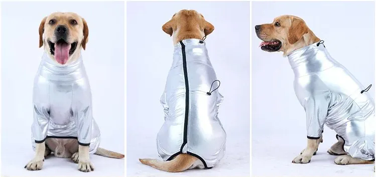 <p style="font-weight: 400;">Cet imperméable chien, vous permet d’offrir à votre canin une allure stylée et un confort ultime contre les intempéries ! </p> <p style="font-weight: 400;"><span style="font-weight: 400;"> Que ce soit pour les aventures en plein air, les escapades sous la pluie, une virée au marché par temps venteux ou simplement pour les séances photo à partager sur les réseaux sociaux, votre chien sera protégé de l’humidité et du sable mouillé, tout en attirant plein d’amour des autres grâce à son look cool ! </span> [cg_accordion title="Matériau"] Polyester élastique [/cg_accordion] [cg_accordion title="Avantage"]</p> <ul style="font-weight: 400;"> <li>Ce manteau imperméable chien crée un look à la fois cool et stylé à votre canin en attirant donc plein d’affection et d’attention de tous </li> <li>Polyvalent pour les promenades sous la pluie, les sorties dans intempéries et les séances photo </li> <li>Body élastique avec col haut, manches longues et boucle réglable au niveau de la poitrine assure un ajustement parfait pour bien envelopper son corps </li> <li>Polyester doux assure une respirabilité confortable </li> <li>Fermeture à glissière permet une mise facile [/cg_accordion] [custom_combined_shortcode title=" Guide de tailles" id="37647"] [cg_accordion title="Livraison"] La livraison s’effectuera dans un délai de 7 à 28 jours ouvrables dès la validation de votre commande. <span lang="FR"> </span>[/cg_accordion][cg_accordion title="Retour"] Si, pour quelque raison que ce soit, vous n'êtes pas pleinement satisfait, une demande de retour serait possible dans les 14 jours suivant la réception.[/cg_accordion]</li> </ul>