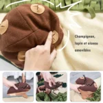 Tapis de fouille XXL en forme de forêt avec des éléments amovibles comme des champignons, lapins et oiseaux, faciles à nettoyer.