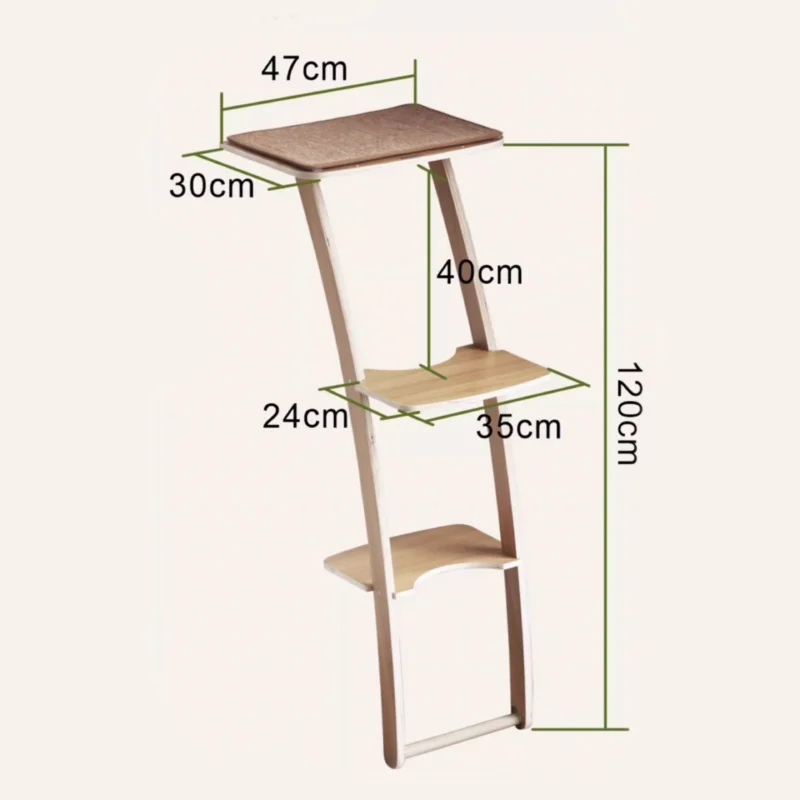 Dimensions de l’arbre à chat en forme d’escalier en bois