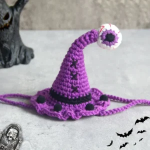 Chapeau violet pour déguisement de chat d’Halloween
