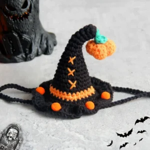 Déguisement d’Halloween noir et orange pour chat