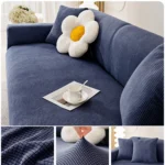Housse de protection canapé à carreaux bleu foncé pour chat