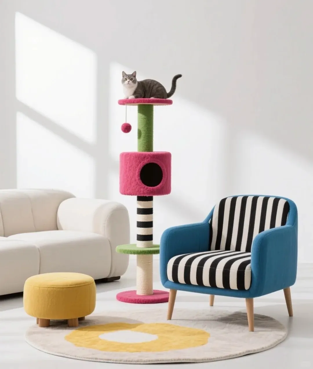 Comment Nettoyer un Arbre à Chat : Guide Complet Chat observant son environnement depuis les hauteurs de son arbre à chat