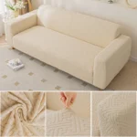 Housse Canapé Anti-Griffes Chat Extensible - Protection Lavable beige