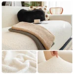 Housse Canapé Peluche Épaissie Anti-Griffure Chat - Douceur Laine beige