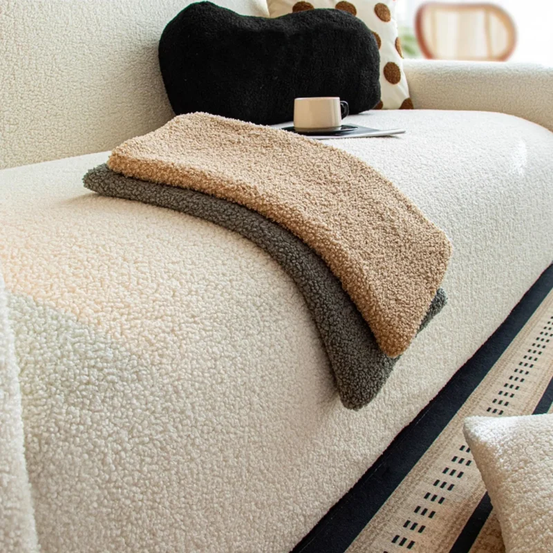 Housse Canapé Peluche Épaissie Anti-Griffure Chat - Douceur Laine detail