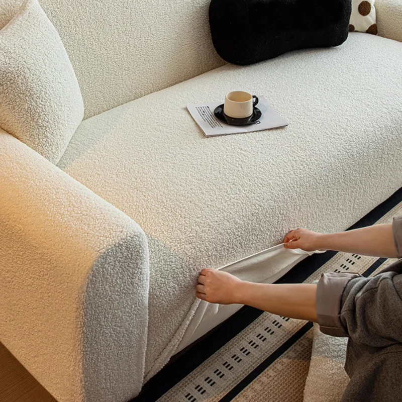 Housse Canapé Peluche Épaissie Anti-Griffure Chat - Douceur Laine installer facile