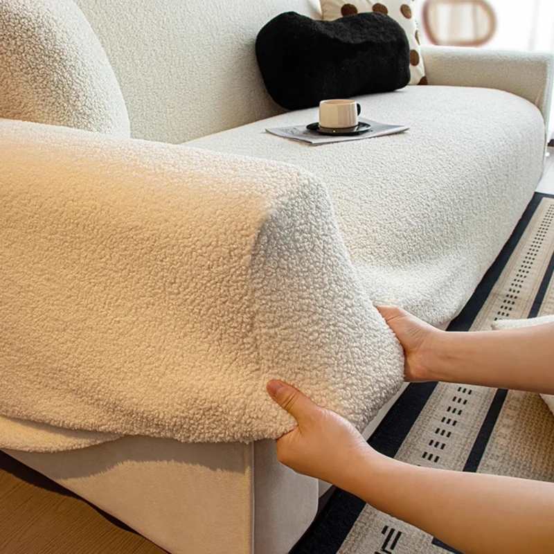 Housse Canapé Peluche Épaissie Anti-Griffure Chat - Douceur Laine installer