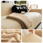 Housse Canapé Peluche Épaissie Anti-Griffure Chat - Douceur Laine kaki