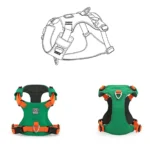 harnais bouledogue francais haut de gamme Vue de face, vue de dos