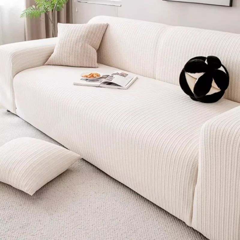 Housse Canapé Anti-Griffes Granulés Velours beige chic