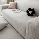 Housse-Canapé-Anti-Griffes-Granulés-Velours-gris-claire-chic Housse Canapé Anti-Griffes Granulés Velours gris claire