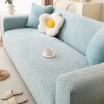 Housse Canapé Extensible Motif Floral Jacquard - Universelle 4 Saisons Anti-Griffure bleu