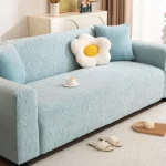 Housse Canapé Extensible Motif Floral Jacquard - Universelle 4 Saisons Anti-Griffure bleu