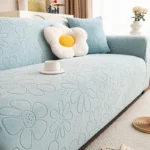 Housse Canapé Extensible Motif Floral Jacquard - Universelle 4 Saisons Anti-Griffure bleu