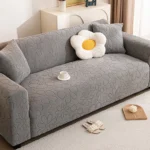 Housse Canapé Extensible Motif Floral Jacquard - Universelle 4 Saisons Anti-Griffure gris