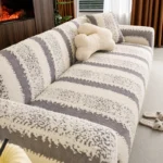 Housse-Canapé-Polaire-Anti-Griffures-Douce -Épaisse-gris-blanc Housse Canapé Polaire Épaisse Anti-Griffures Chat gris blanc