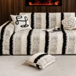 Housse-Canapé-Polaire-Anti-Griffures-Douce -Épaisse-noir-blanc-face-vue Housse Canapé Polaire Épaisse Anti-Griffures Chat chic