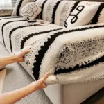 Housse-Canapé-Polaire-Anti-Griffures-Douce -Épaisse-noir-blanc-installer-facile Housse Canapé Polaire Épaisse Anti-Griffures Chat facile installer