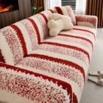 Housse-Canapé-Polaire-Anti-Griffures-Douce -Épaisse-rouge-blanc Housse Canapé Polaire Épaisse Anti-Griffures Chat blanc rouge