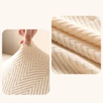 Housse de Canapé Velours Jacquard Extensible - Protection Anti-Griffure Chat 360° bege detail