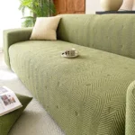 Housse de Canapé Velours Jacquard Extensible - Protection Anti-Griffure Chat 360° vert