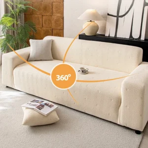 Housse de Canapé Velours Jacquard Extensible - Protection Anti-Griffure Chat 360°