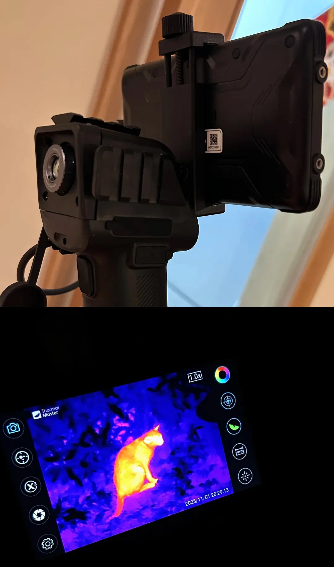 Exemple de caméra thermique pour détecter les chats dans les buissons