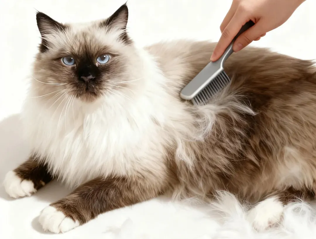 Sacré de Birmanie avec ses gants blancs, yeux bleus saphir et robe colorpoint élégante