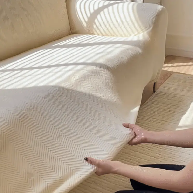 <p class="whitespace-normal break-words"><strong>Protégez votre canapé des griffures de chat avec élégance</strong></p> <p class="whitespace-normal break-words">Votre chat adore faire ses griffes sur votre canapé ? Vous en avez assez de retrouver des traces de griffures et des poils partout sur vos meubles ? Notre housse de canapé en velours jacquard extensible offre une solution durable et esthétique pour préserver votre mobilier tout en respectant les besoins naturels de votre félin.</p> <p class="whitespace-normal break-words"><strong>Une protection complète contre les griffures et l'usure quotidienne</strong></p> <p class="whitespace-normal break-words">Confectionnée dans un tissu velours jacquard épais et doux, cette housse de canapé combine luxe et résistance. La texture veloutée avec motif jacquard en relief crée une surface moins attractive pour les griffes de chat, tout en apportant une touche chaleureuse à votre salon. Le tissu haute élasticité s'adapte parfaitement aux contours de votre canapé pour un ajustement impeccable sans plis ni glissements.</p> <p class="whitespace-normal break-words"><strong>Pourquoi choisir notre housse anti-griffures ?</strong></p> <p class="whitespace-normal break-words"><strong>Protection intégrale 360°</strong><br />Contrairement aux simples plaids, notre housse enveloppe entièrement votre canapé : dossier, accoudoirs, assise et côtés. La bande élastique au bas avec système de fixation maintient la housse bien en place, même avec des animaux actifs. Fini les réajustements constants.</p> <p class="whitespace-normal break-words"><strong>Installation simple et rapide</strong><br />Mettre en place votre housse ne prend que quelques minutes. Il suffit d'étirer la housse sur votre canapé, de glisser le surplus de tissu dans les interstices entre les coussins, puis de fixer les sangles élastiques sous la base. Le matériau extensible s'adapte à différents styles et tailles de canapés, du fauteuil une place (90-140cm) au grand canapé quatre places (235-300cm).</p> <p class="whitespace-normal break-words"><strong>Tissu résistant et facile d'entretien</strong><br />Fabriquée en matériau haute élasticité renforcé, cette housse conserve sa forme et sa douceur même après plusieurs lavages. Lavable en machine à l'eau froide sans risque de rétrécissement ou de déformation. La surface anti-boulochage résiste à l'accumulation de poils d'animaux et reste fraîche plus longtemps.</p> <p class="whitespace-normal break-words"><strong>Idéale pour tous les foyers avec animaux domestiques</strong></p> <p class="whitespace-normal break-words">Que vous ayez des chats qui griffent, des chiens qui jouent ou des enfants pleins d'énergie, cette housse protège efficacement votre investissement mobilier. Le velours doux est confortable au contact de la peau tout en résistant aux griffures quotidiennes. Disponible en tons neutres qui s'harmonisent avec tous les styles de décoration.</p> <p class="whitespace-normal break-words"><strong>Économique et durable</strong><br />Au lieu de remplacer un canapé abîmé, cette housse lui redonne instantanément une apparence neuve à une fraction du coût. C'est une solution économique et écologique qui prolonge la vie de vos meubles tout en gardant votre intérieur impeccable.</p> <p class="whitespace-normal break-words"><strong>Conseil complémentaire : associez avec un griffoir</strong><br />Pour optimiser la protection de votre canapé, nous recommandons de placer un griffoir près de celui-ci. Votre chat aura ainsi une alternative appropriée pour faire ses griffes, réduisant davantage les risques de dommages.</p> <p class="whitespace-normal break-words">Offrez à votre canapé la protection qu'il mérite tout en créant un espace confortable pour toute la famille, animaux de compagnie inclus.</p> <p><a href="https://animimi.fr/wp-content/uploads/2025/08/baton-eponge.webp"><img class="aligncenter wp-image-65513 size-medium" src="https://animimi.fr/wp-content/uploads/2025/08/baton-eponge-300x222.webp" alt="" width="300" height="222" /></a> <a href="https://animimi.fr/wp-content/uploads/2025/08/bande-elastique.webp"><img class="aligncenter wp-image-65512 size-medium" src="https://animimi.fr/wp-content/uploads/2025/08/bande-elastique-300x300.webp" alt="" width="300" height="300" /></a></p> <p style="font-weight: 400;">[custom_combined_shortcode title=" Matériau" id="64310"][custom_combined_shortcode title=" Guide de tailles" id="68301"] [cg_accordion title="Livraison"] La livraison s’effectuera dans un délai de 7 à 28 jours ouvrables dès la validation de votre commande. <span lang="FR"> </span>[/cg_accordion][cg_accordion title="Retour"] Si, pour quelque raison que ce soit, vous n'êtes pas pleinement satisfait, une demande de retour serait possible dans les 14 jours suivant la réception. [/cg_accordion]</p>