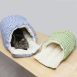 Niche-Chat-Semi-Fermée-Lavable-Douce-Hiver-4-Saisons-avec-chat Niche Chat Semi-Fermée Lavable Douce Hiver 4 Saisons bleu avec chat