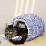 Niche-Chat-Semi-Fermée-Lavable-Douce-Hiver-4-Saisons-confort Niche Chat Semi-Fermée Lavable Douce Hiver 4 Saisons confort