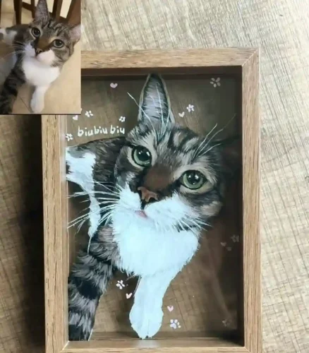 Click to view full screen Portrait Chat Personnalisé 3D Authentique photo review